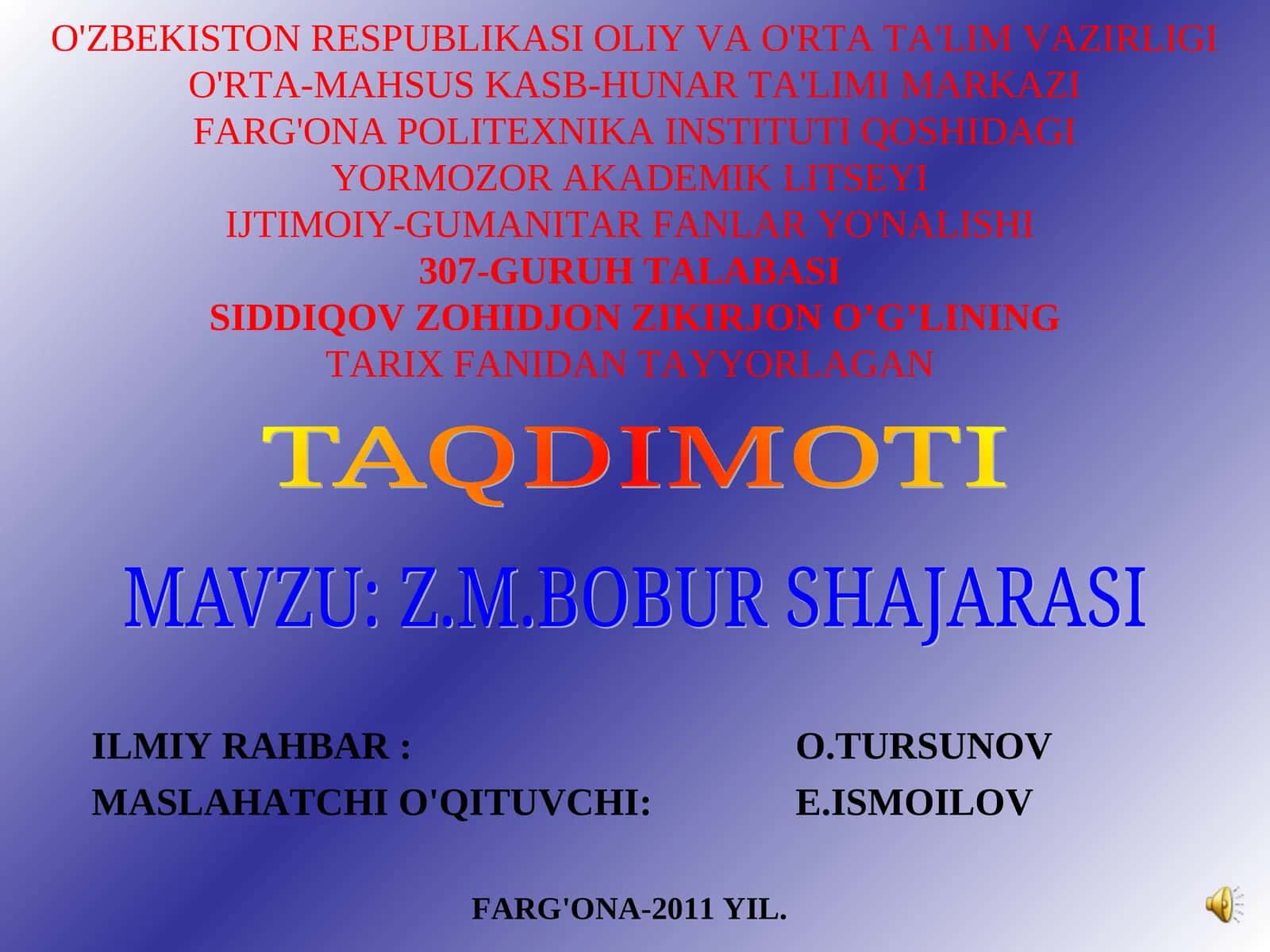 Z.M.BOBUR SHAJARASI