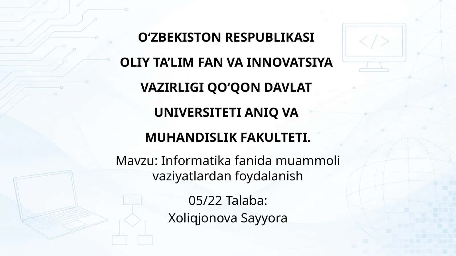 Informatika fanida muammoli vaziyatlardan foydalanish