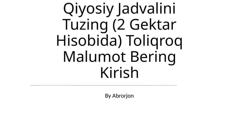 Kartoshka yetishtirishni qiyosiy jadvali