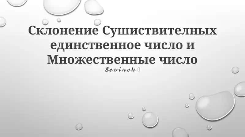 Склонение Сушиствителных единственное число и Множественные число