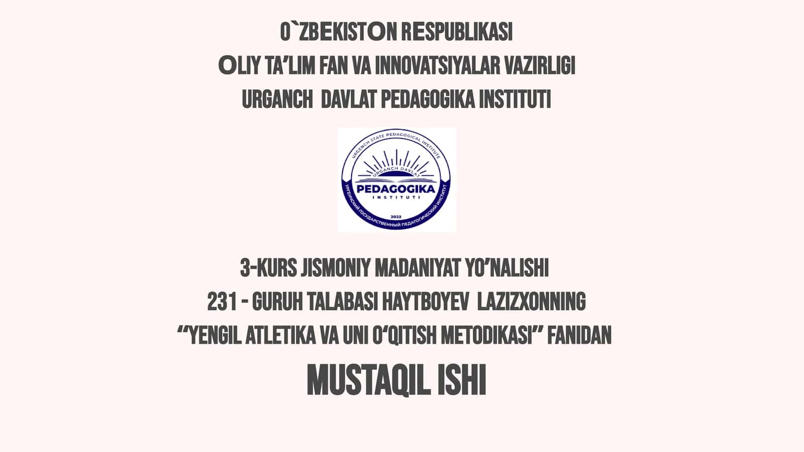 Yengil atletika turlari bo'yicha musobaqa o'tkazish va hakamlik qilish