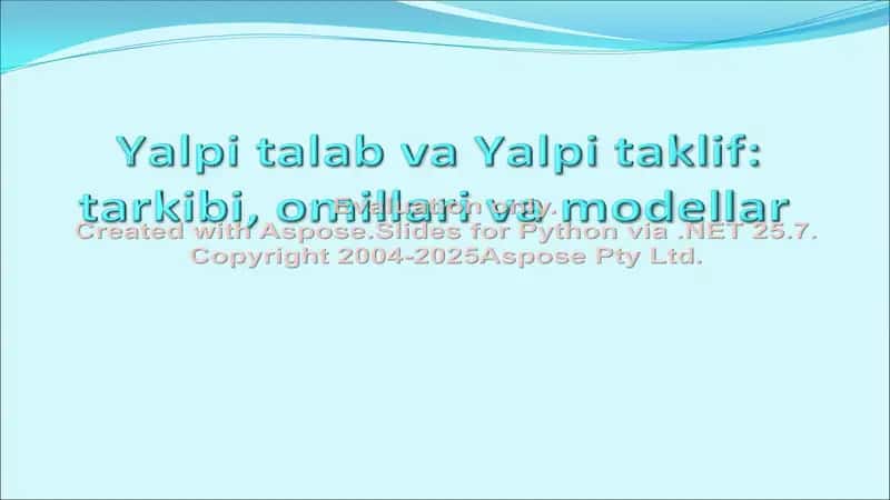 Yalpi talab va yalpi taklif