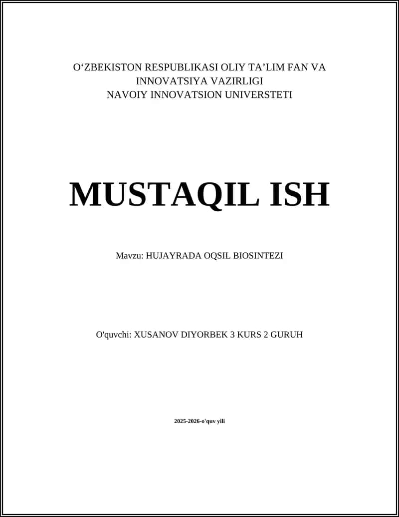 HUJAYRADA OQSIL BIOSINTEZI
