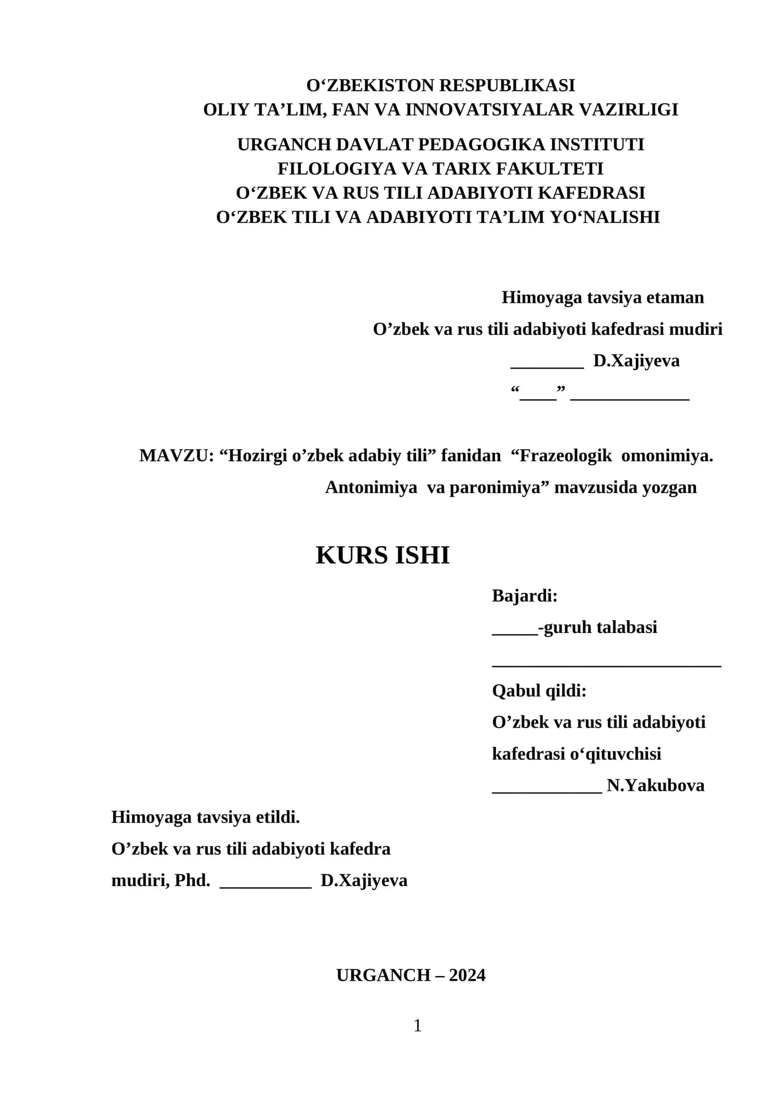 Hozirgi o’zbek adabiy tili - Frazeologik Omonimiya, Antonimiya va Paronimiya