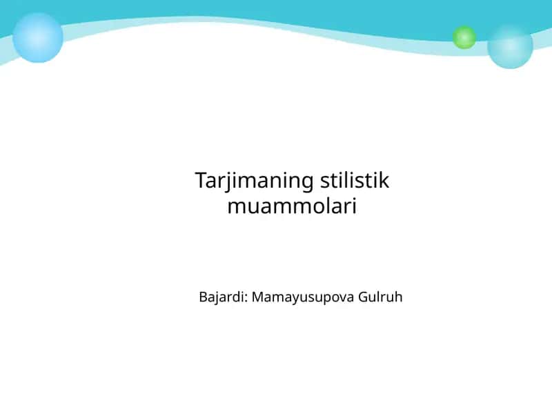 Tarjimaning stilistik muammolari