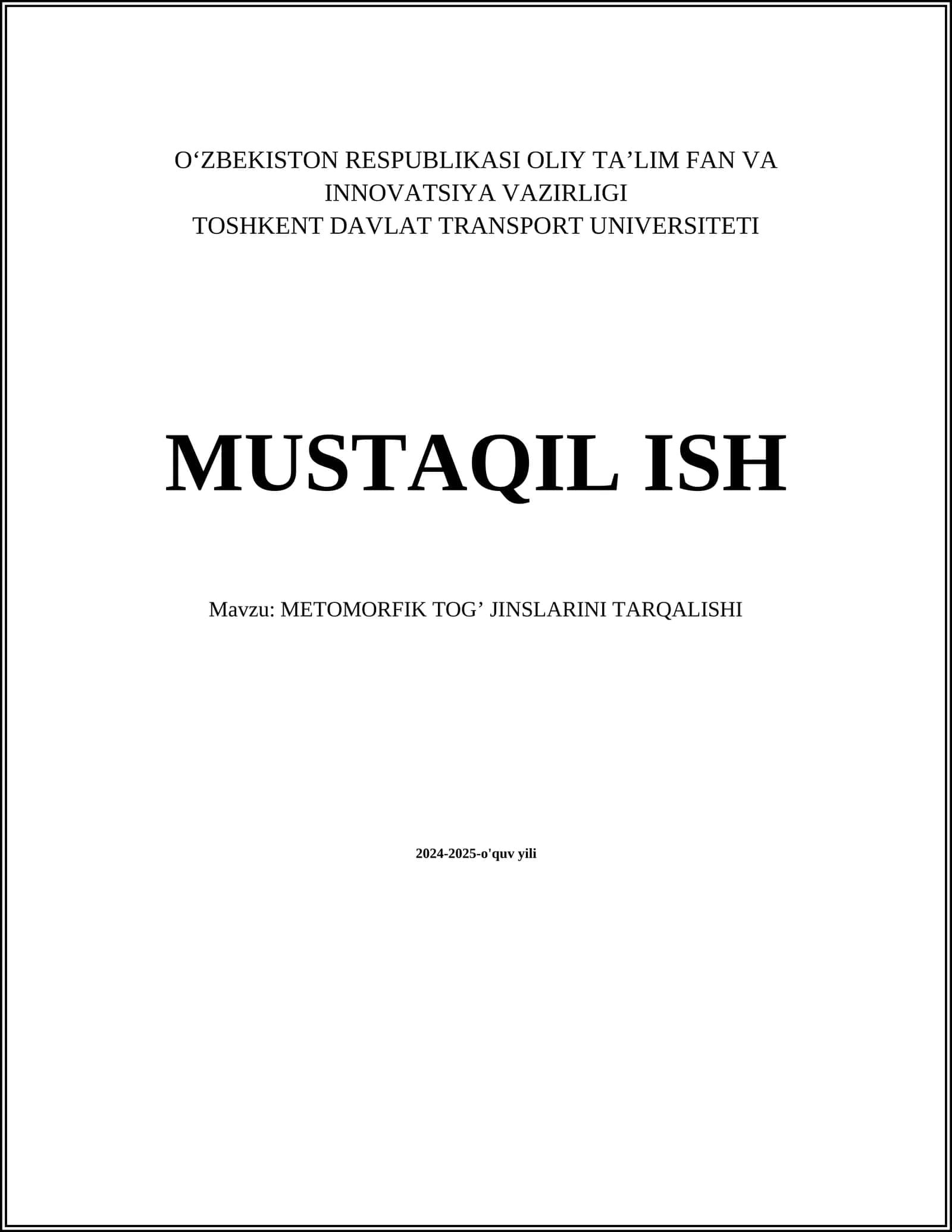 METOMORFIK TOG’ JINSLARINI TARQALISHI