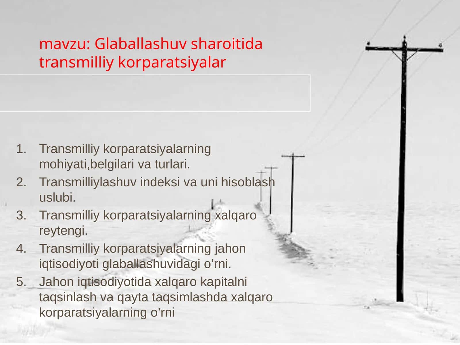Glaballashuv sharoiti da transmilliy korparatsiyalar