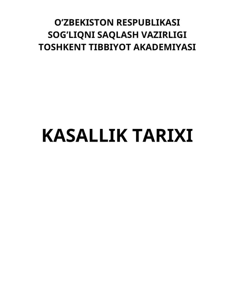 Kasallik Tarixi