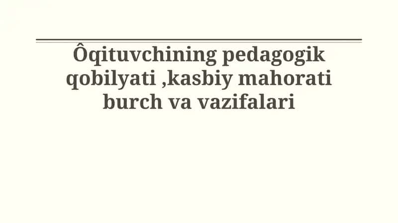 O'qituvchining mas'uliyati