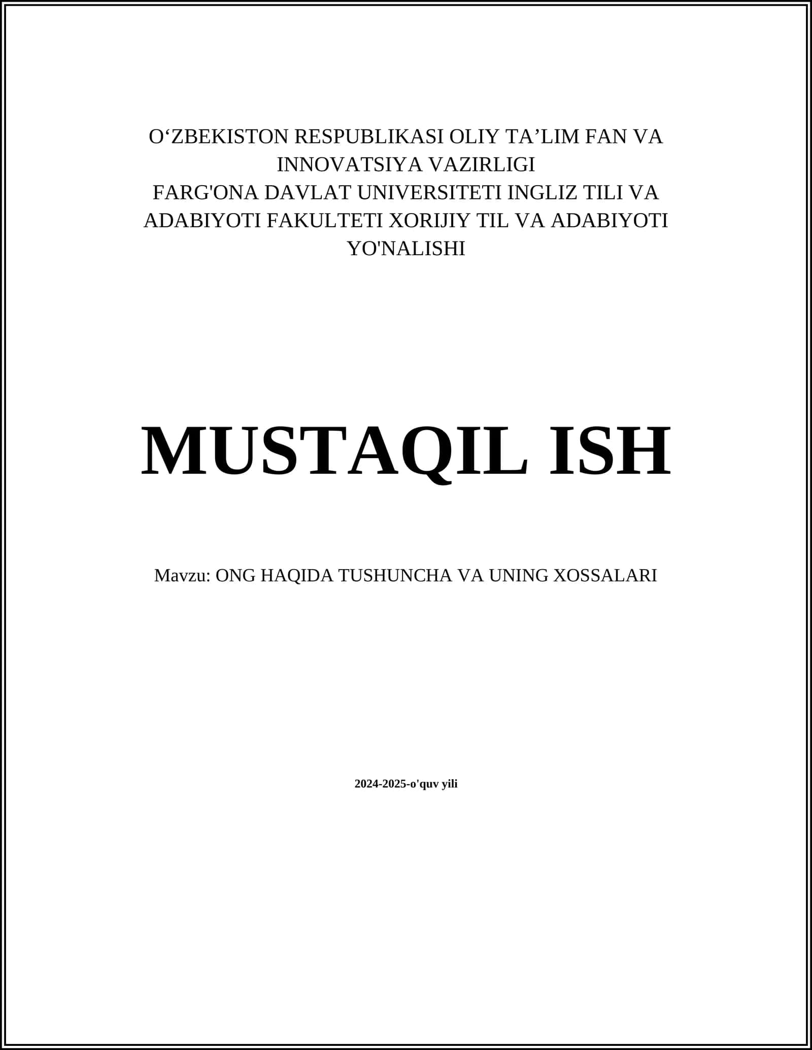 Ong tushunchasi va ta'rifi