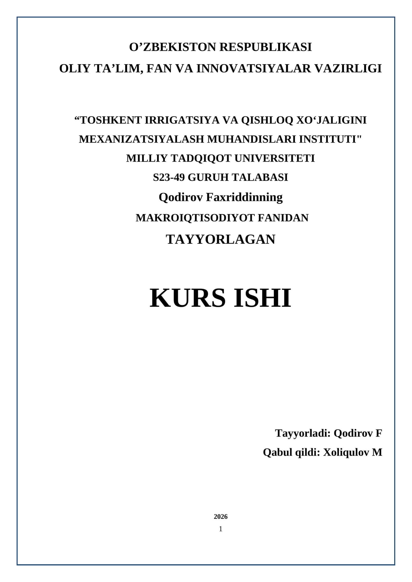 Iqtisodiy o’sishning R. Solou modeli