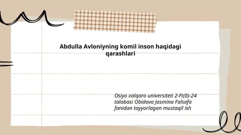 Abdulla Avloniyning komil inson haqidagi qarashlari
