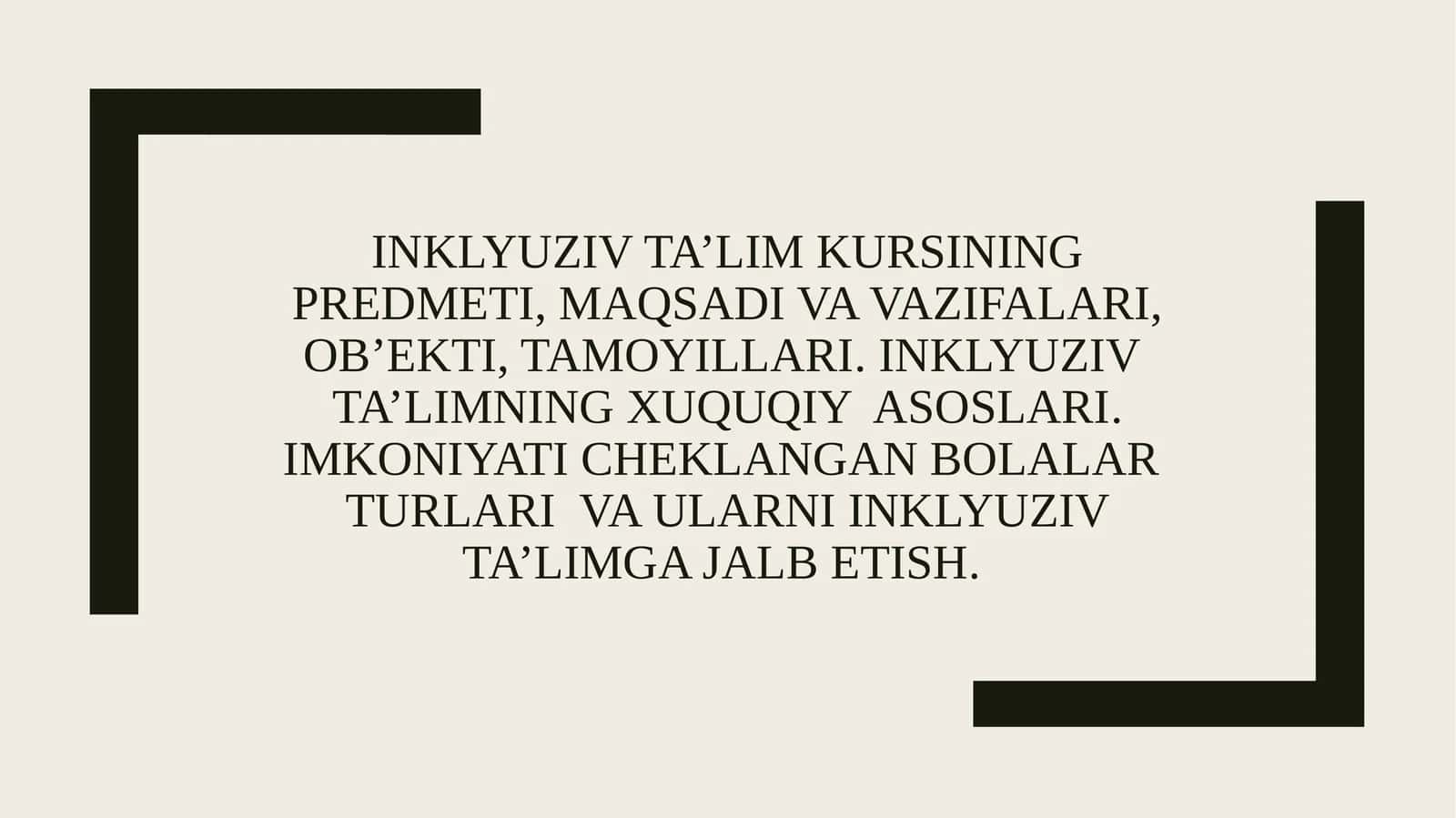 Maxsus pedagogika inklyuziv ta'lim kursi