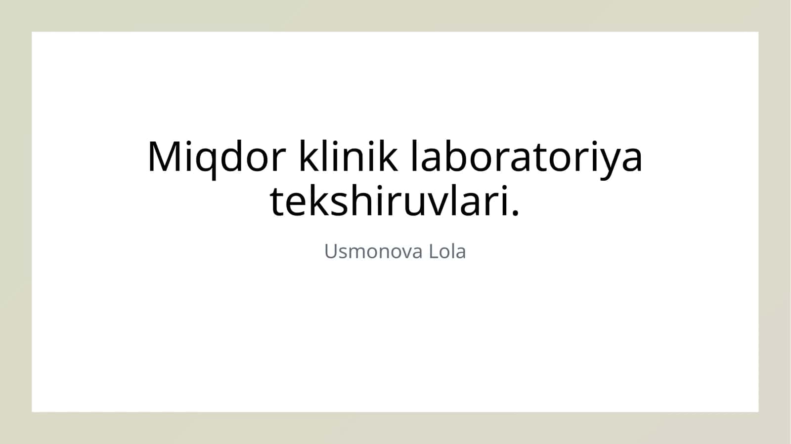 Klinik laboratoriya tahlillari