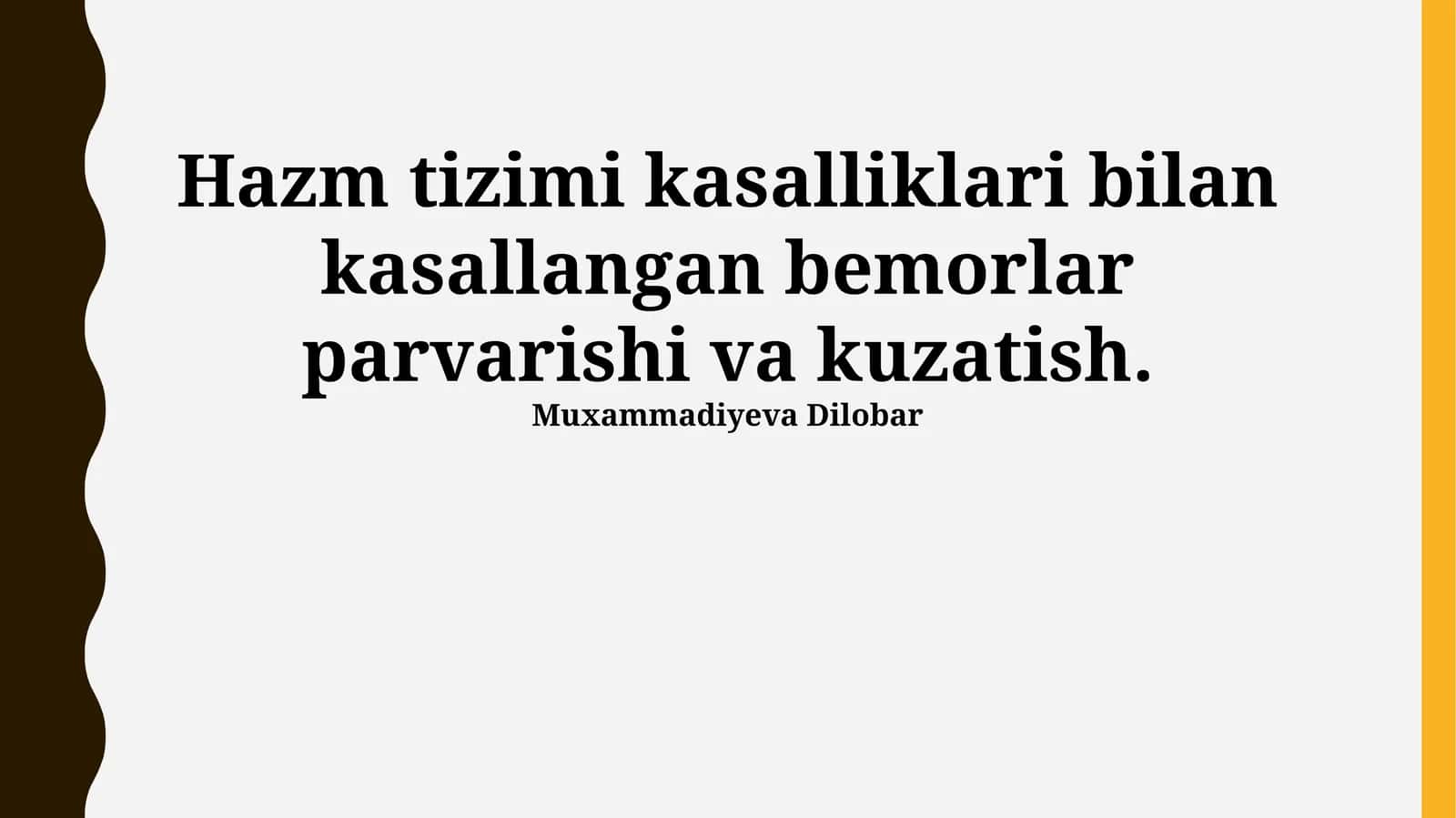 Ovqat hazm qilish tizimi kasalliklari bo'yicha bemorlarni monitoringi
