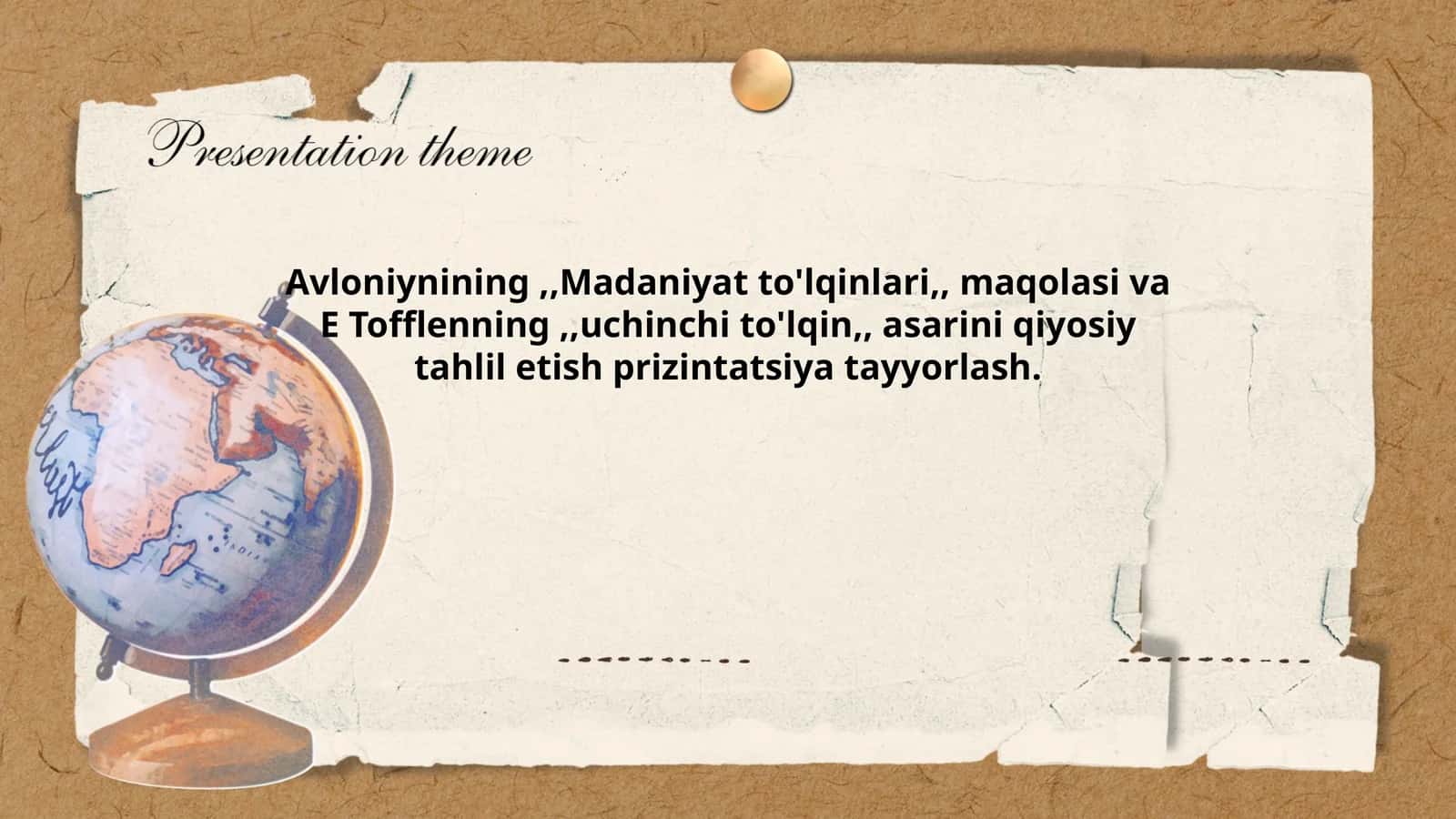 Avloniynining,,Madaniyat to'lqinlari,, maqolasi va E Tofflenning,,uchinchi to'lqin,, asini qiyosiy tahlil etish prizintatsiya tayyorlash