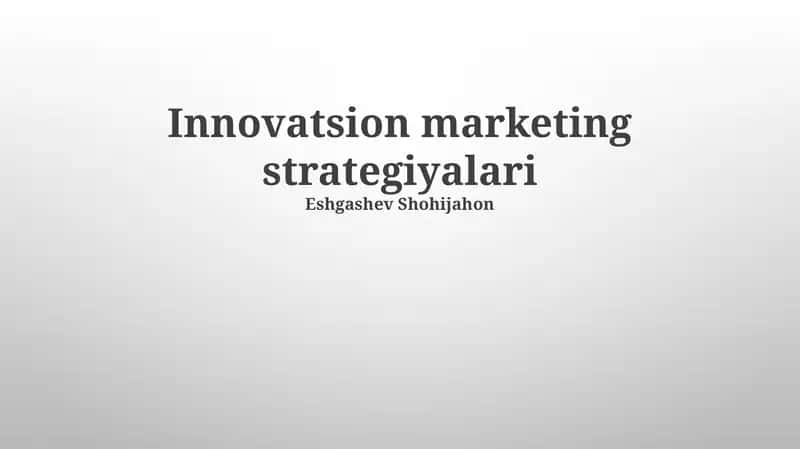 Innovatsion marketing strategiyalari