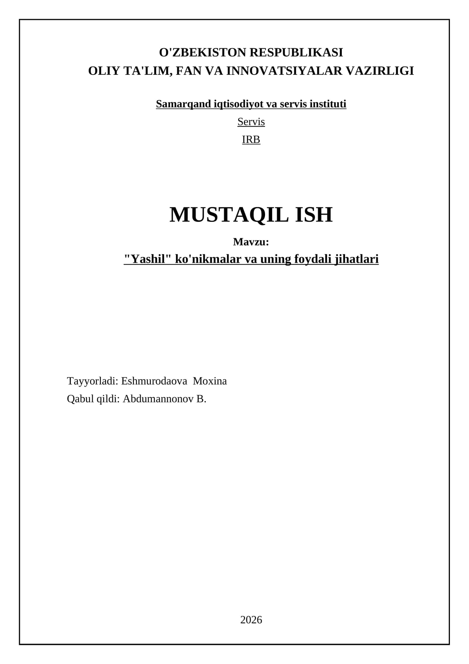 "Yashil" ko'nikmalar va uning foydali jihatlari