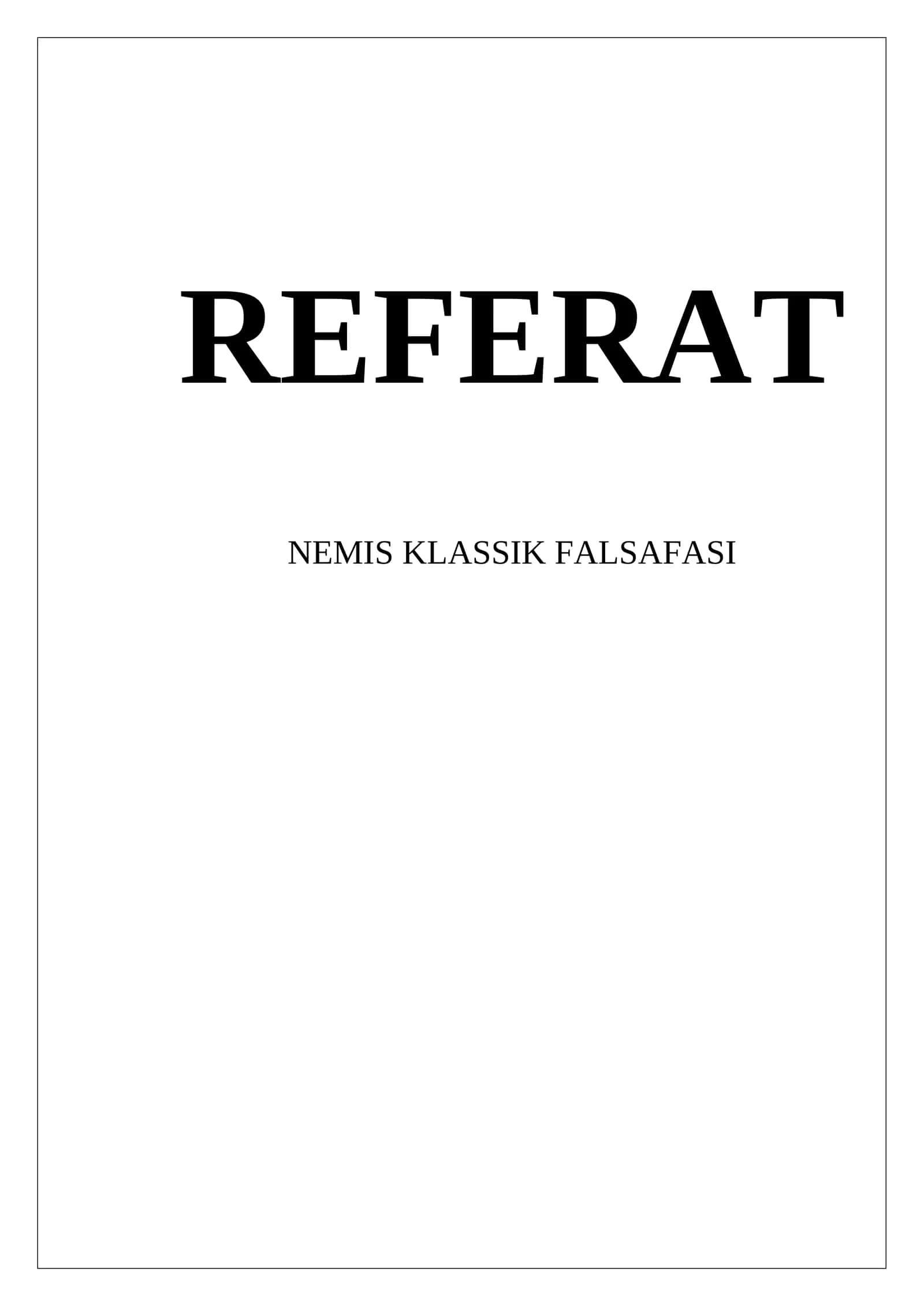 Nemis klassik falsafasi REFERAT