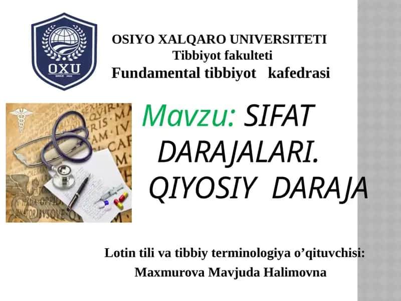 SIFAT DARAJALARI.QIYOSIY DARAJA