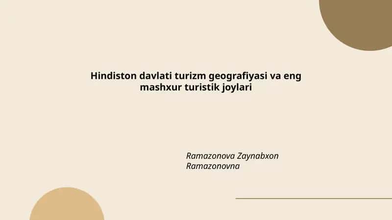 Hindiston davlati turizm geografiyasi va eng mashxur turistik joylari