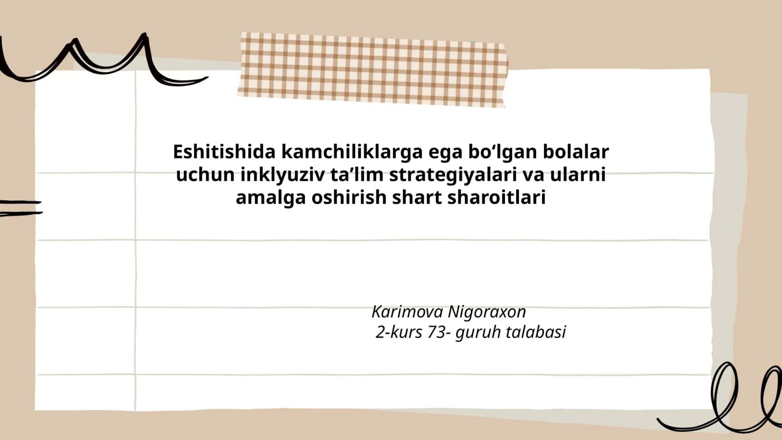 Eshitishida kamchiliklarga ega boʻlgan bolalar uchun inklyuziv taʼlim strategiyalari