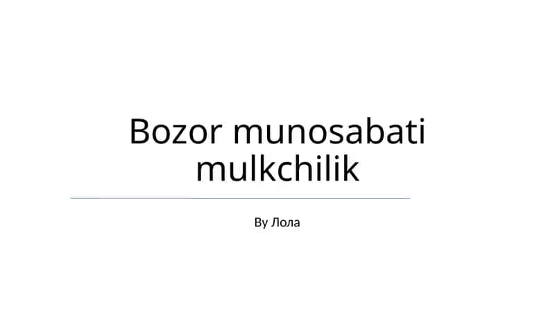 Bozor munosabati mulkchilik