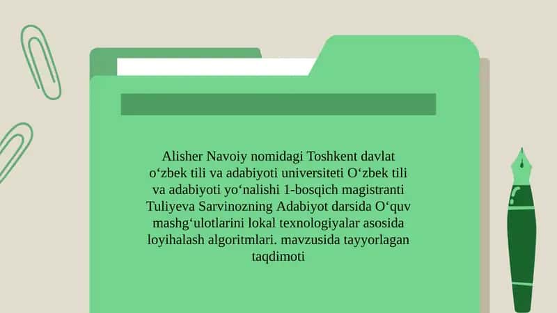 Lokal texnologiyalar asosida o'quv mashg'ulotlarini rejalashtirish prinsiplari
