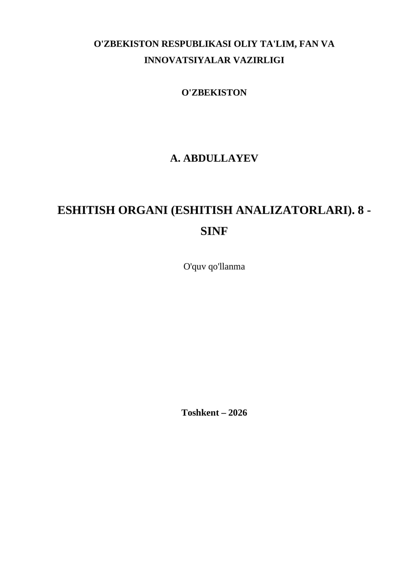 ESHITISH ORGANI (ESHITISH ANALIZATORLARI). 8 - SINF