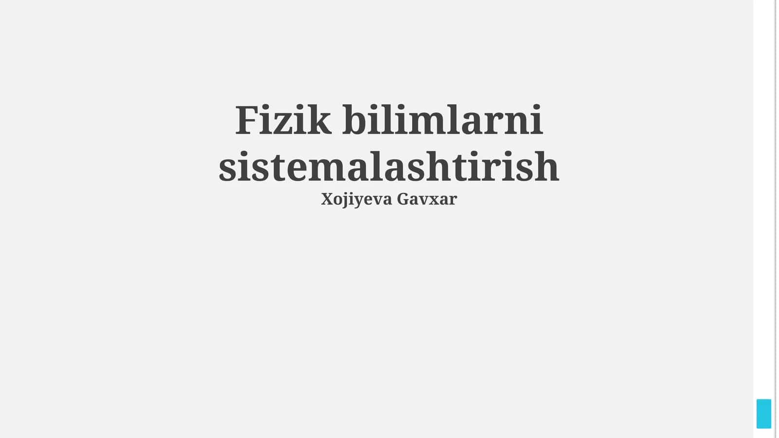 Fizik bilimlarni sistemalashtirish