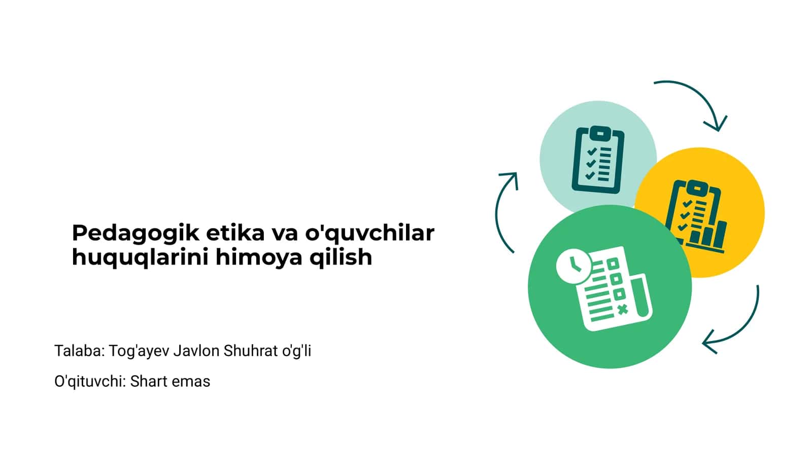 Pedagogik etika va o'quvchilar huquqlarini himoya qilish