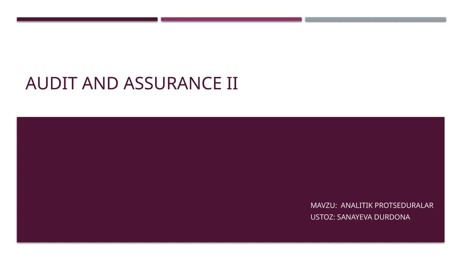 Audit and assurance II