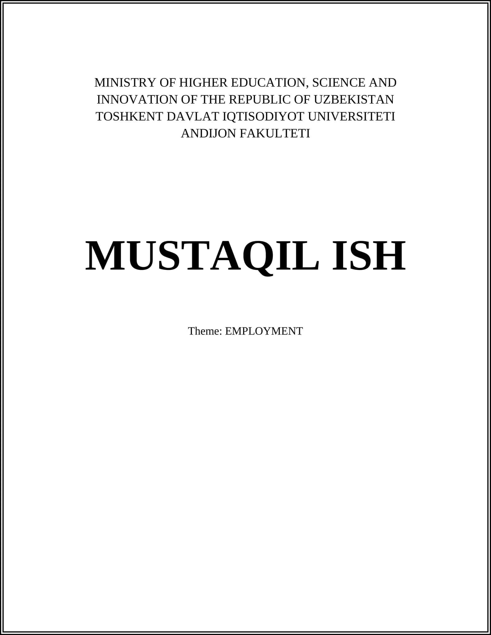 MUSTAQIL ISH: EMPLOYMENT