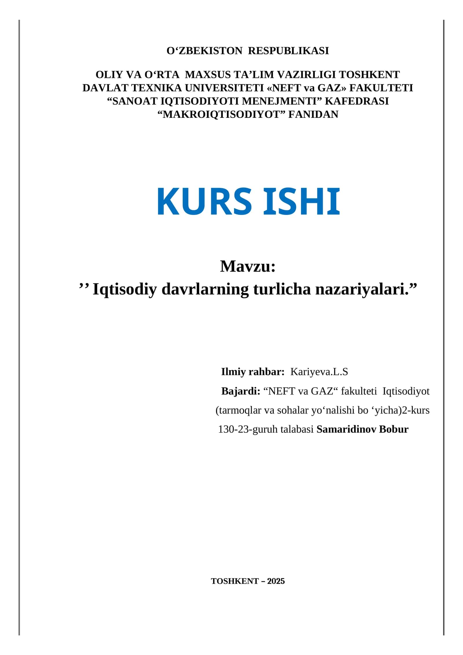 Iqtisodiy davrlarning turlicha nazariyalari