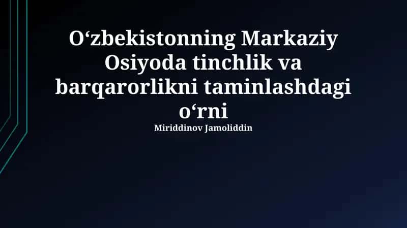Transchegaraviy tahdidlarga qarshi kurashda Oʻzbekistonning roli