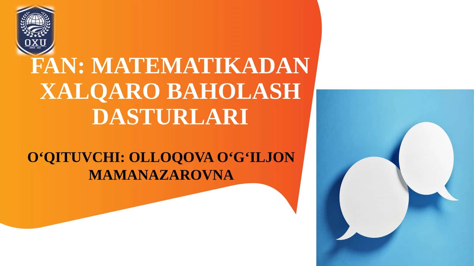 PISA XALQARO BAHOLASH DASTURIDA MATEMATIKAGA OID MAZMUN SOHALARI