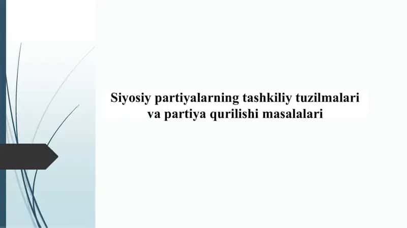 Siyosiy partiyalarning tashkiliy tuzilmalari va partiya qurilishi masalalari