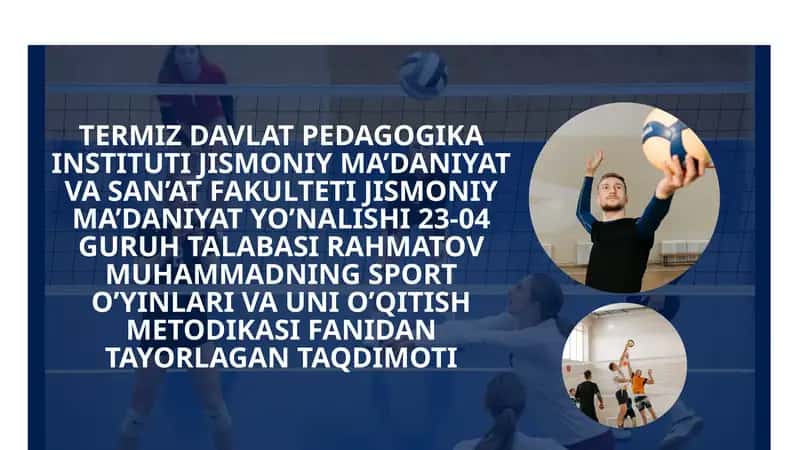 VOLEYBOL O'YINIDA MASHG'ULOTLARINI BOSQICHMA-BOSQICH TASHKIL ETISH