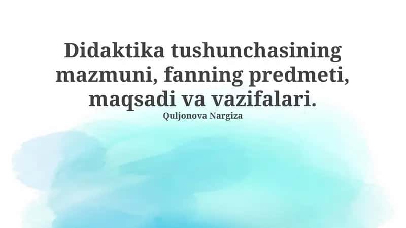 Didaktika tushunchasi