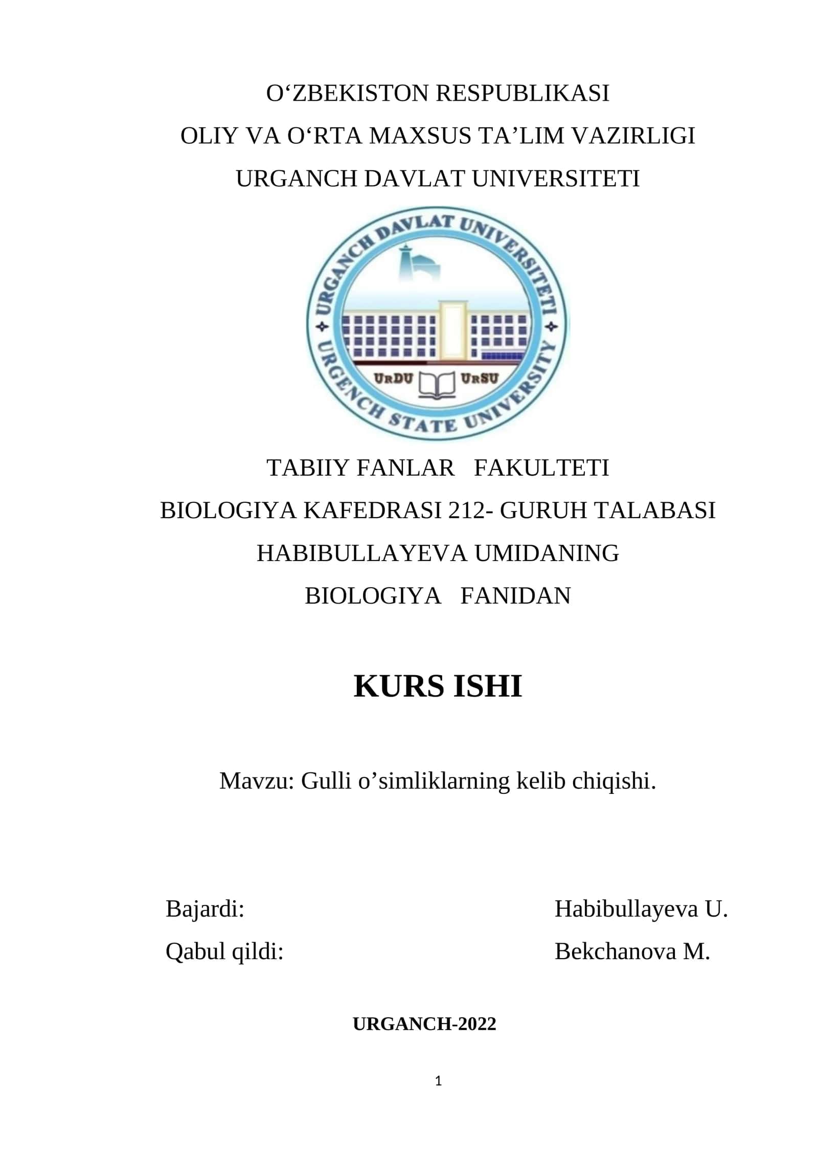 Gulli o’simliklarning kelib chiqishi