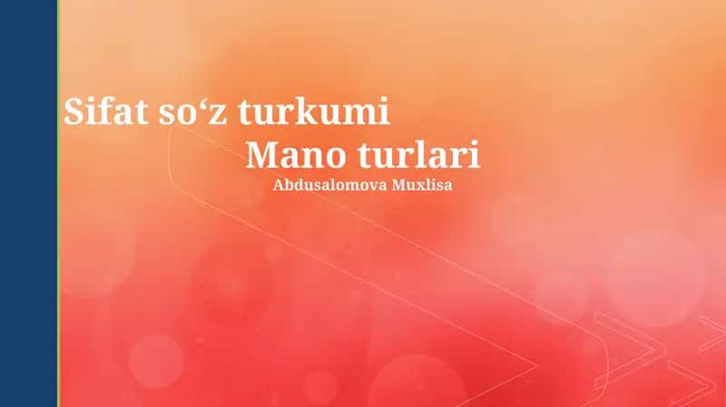 Sifat soʻz turkumi