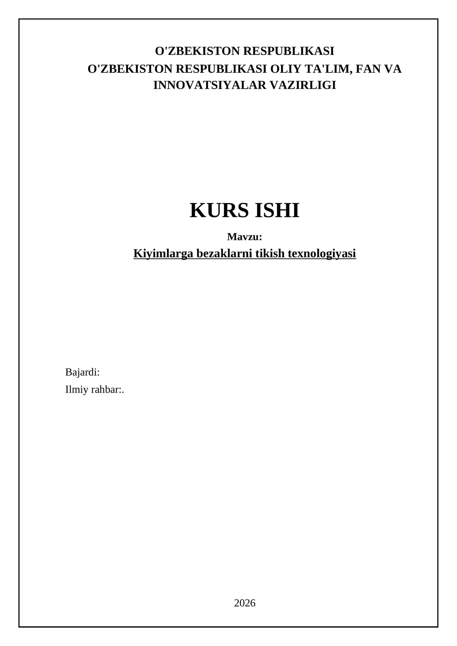 Kiyimlarga bezaklarni tikish texnologiyasi