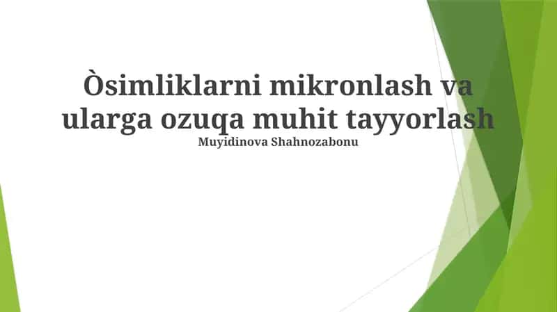 O'simliklarni Mikronlashtirish