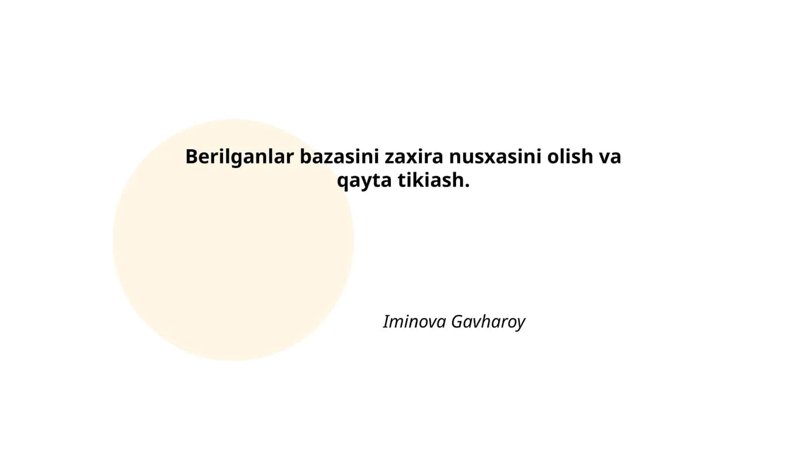 Berilganlar bazasini zaxira nusxasini olish va qayta tikiash