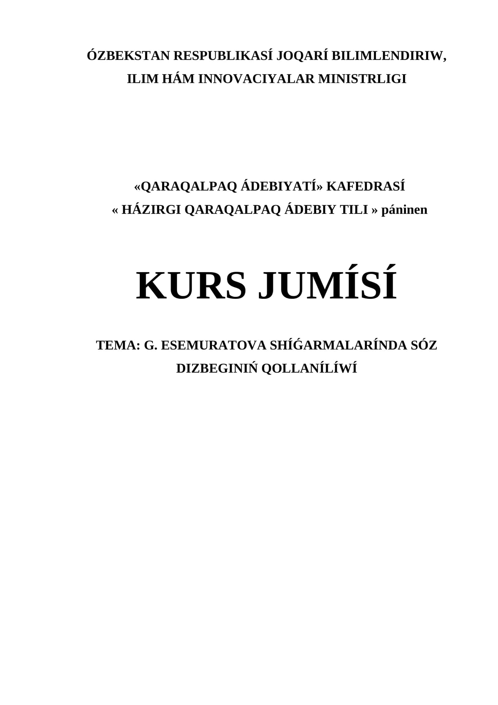 HÁZIRGI QARAQALPAQ ÁDEBIYATÍ