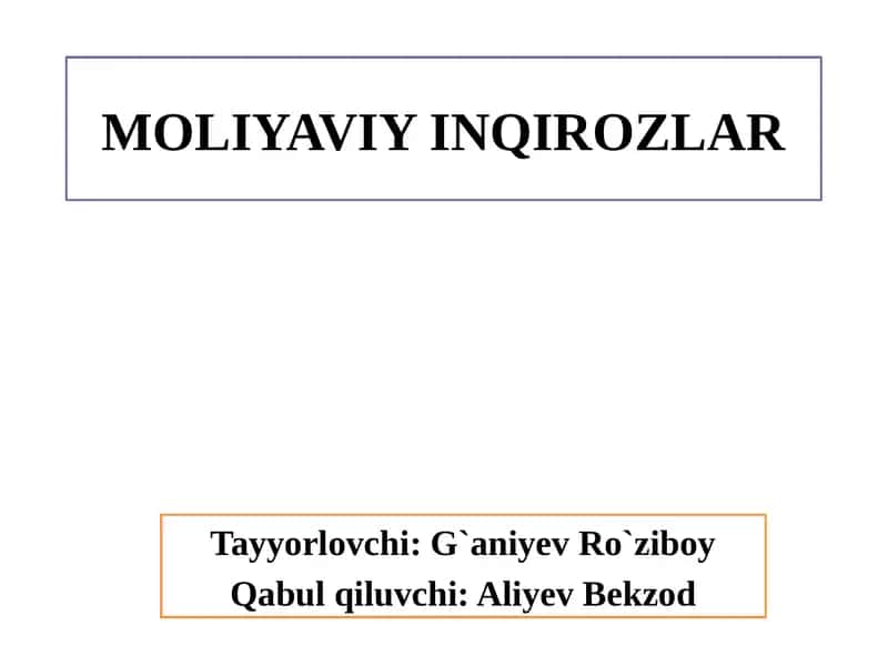MOLIYAVIY INQIROZLAR