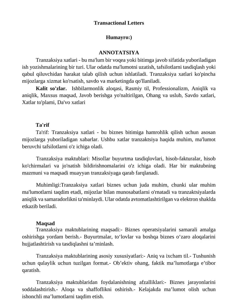 Tranzaksiya xatlari