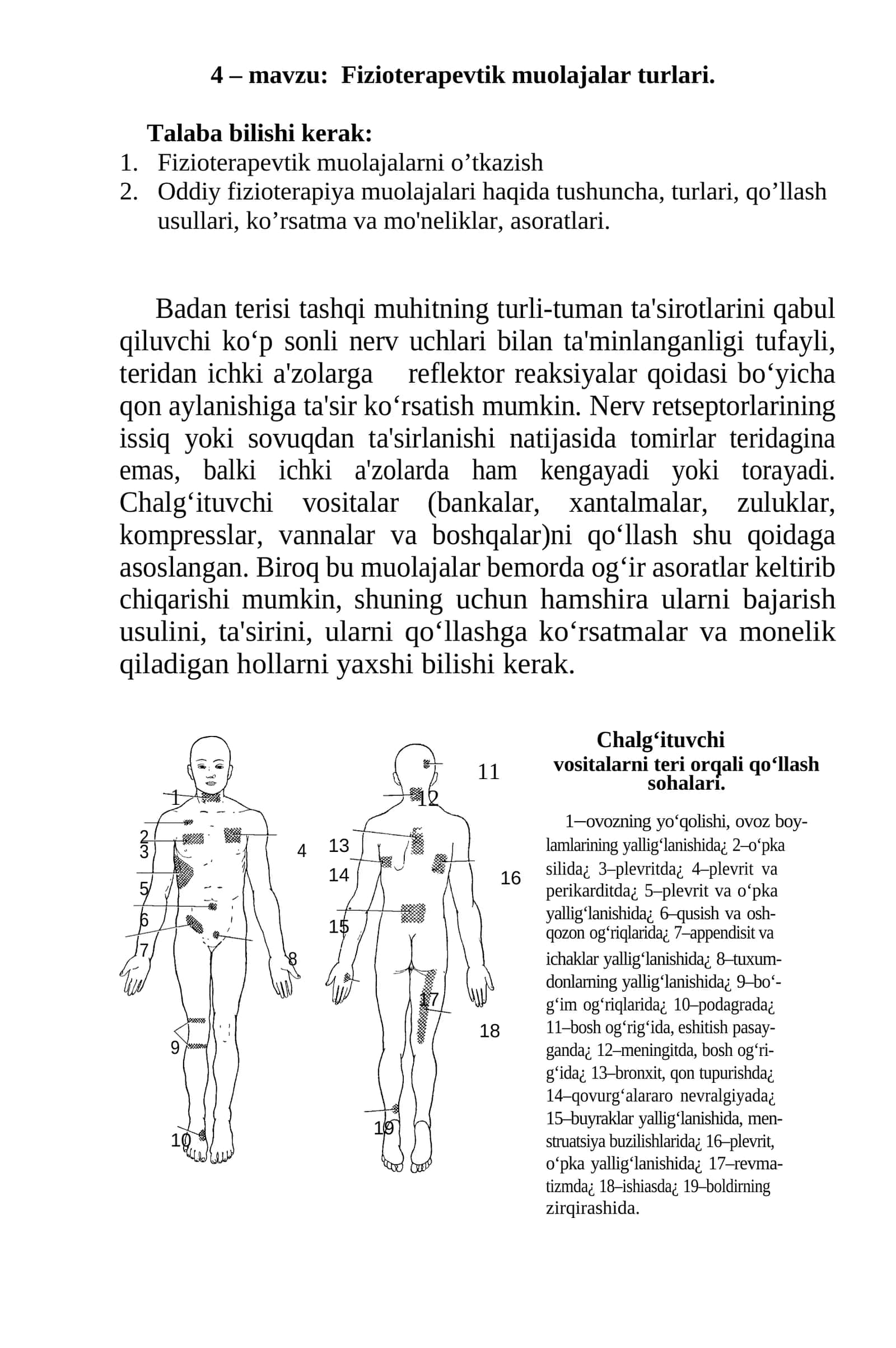 Fizioterapevtik muolajalar turlari