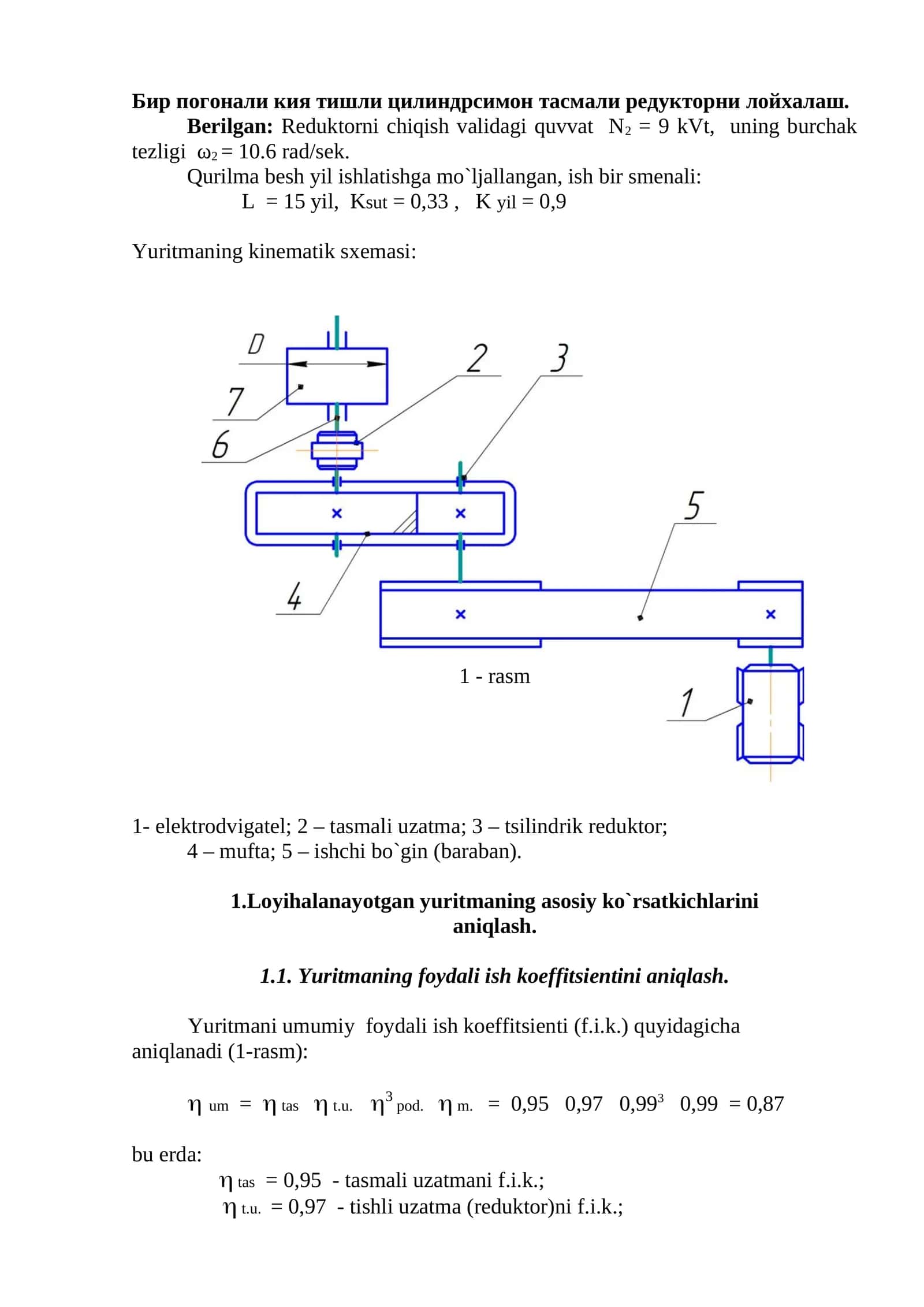 Yuritmaning kinematik sхemasi