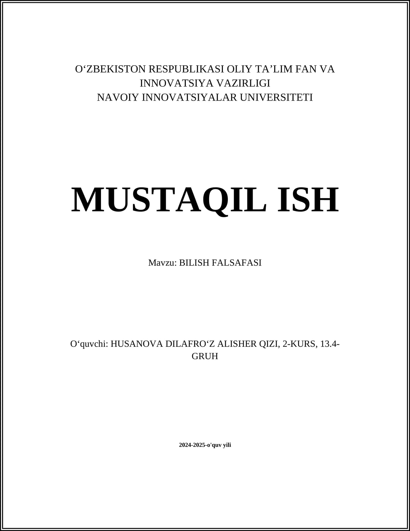 BILISH FALSAFASI
